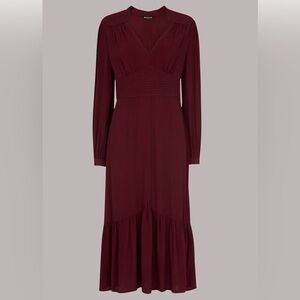 Whistles Burgundy Long Sleeve Dress